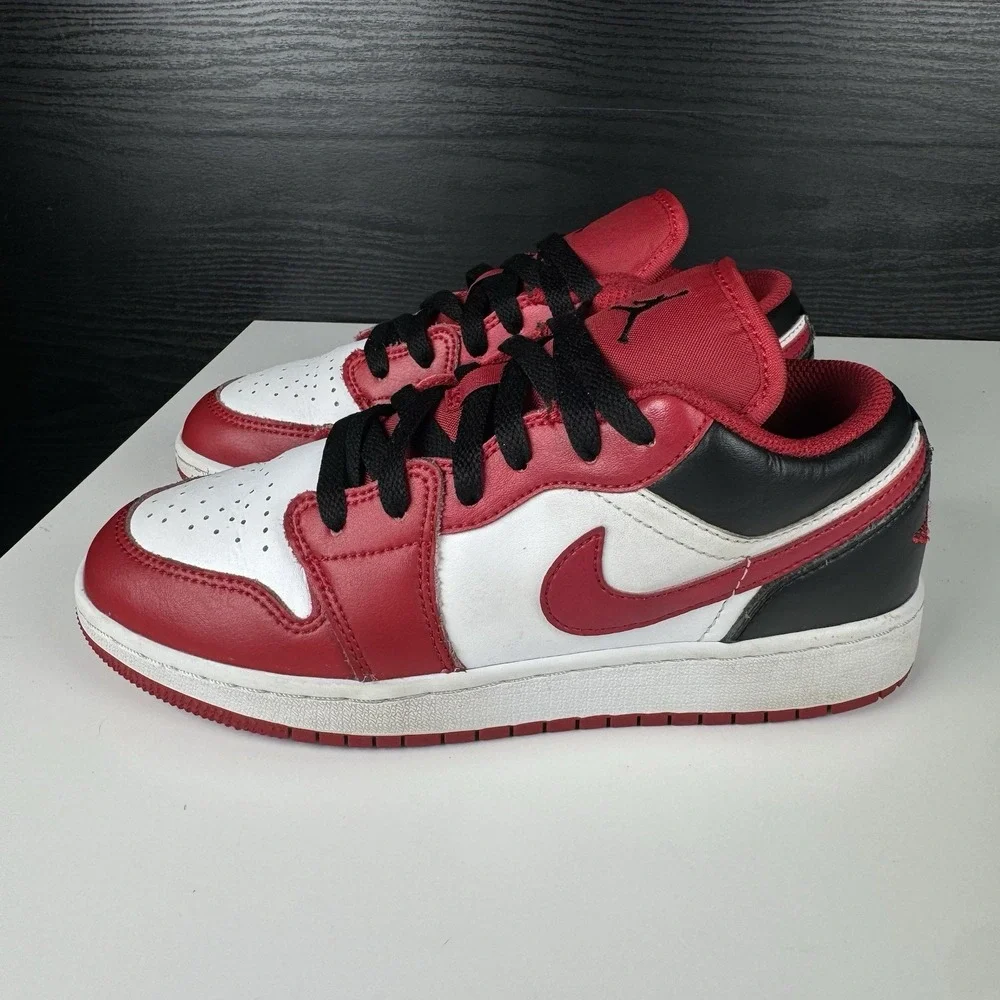 + Size 4Y - Jordan 1 Low Reverse Black Toe 553560-163